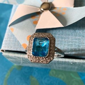 Stunning London Blue & White CZ Ring